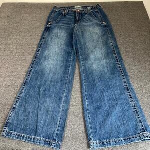 Rewash Jeans Women's 9/29 Blue Denim Medium Wash Low Rise Pockets Wide Leg
